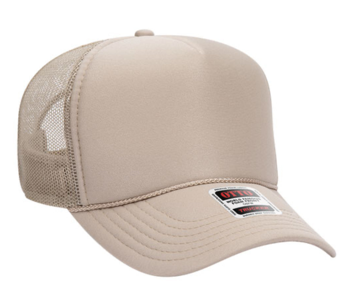 OTTO CAP 5 PANEL MID PROFILE MESH BACK TRUCKER HAT- SOLID 32467