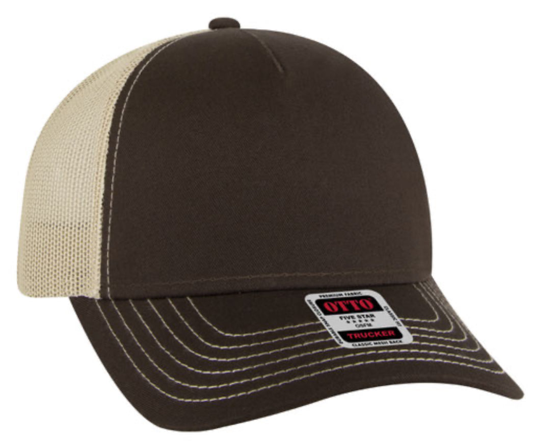 OTTO CAP 5 PANEL LOW PROFILE MESH BACK TRUCKER HAT- BACK SPLIT 102-664