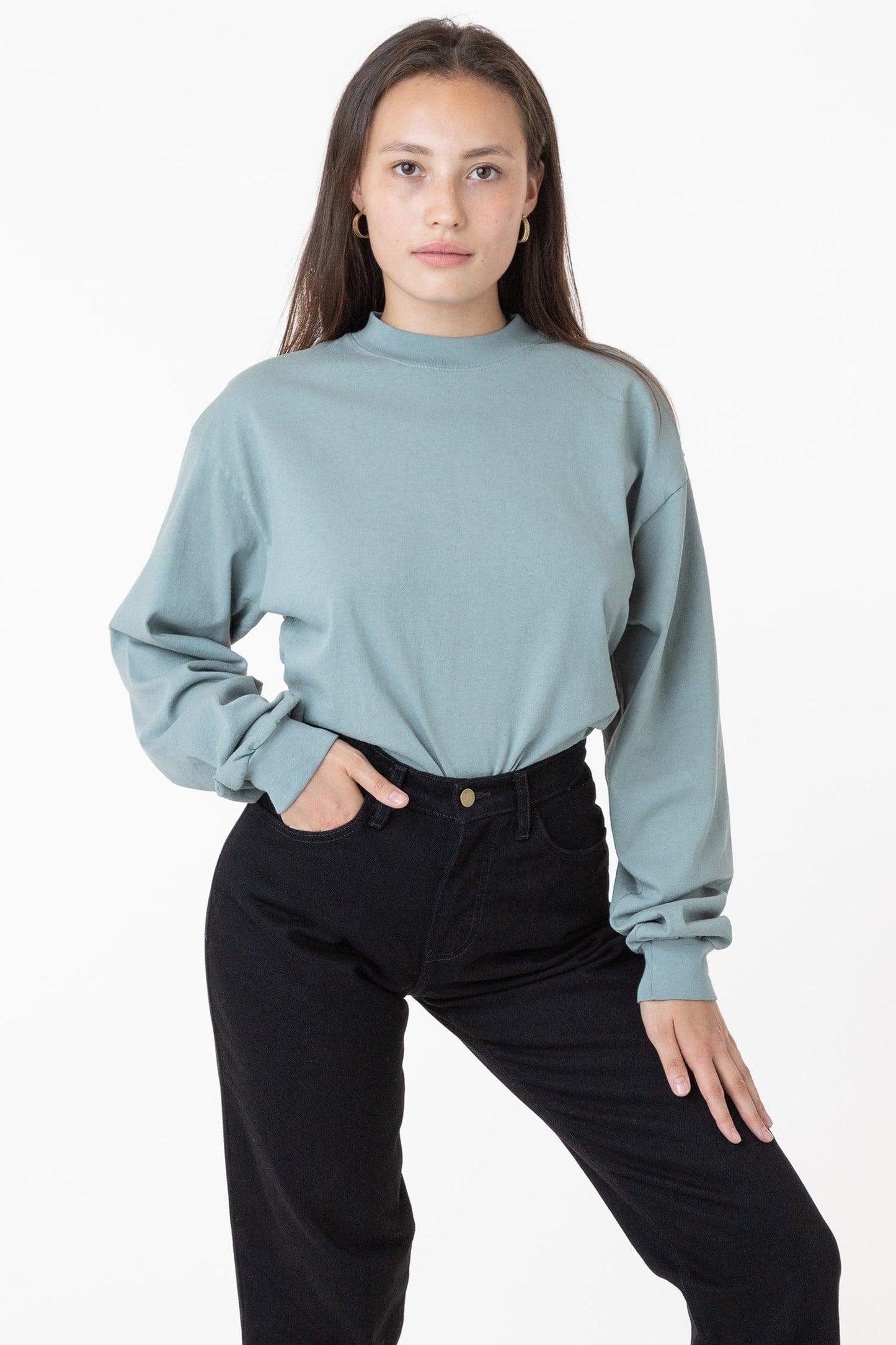 Long Sleeve L/S Garment Dye Mockneck 7.5 oz - 1406