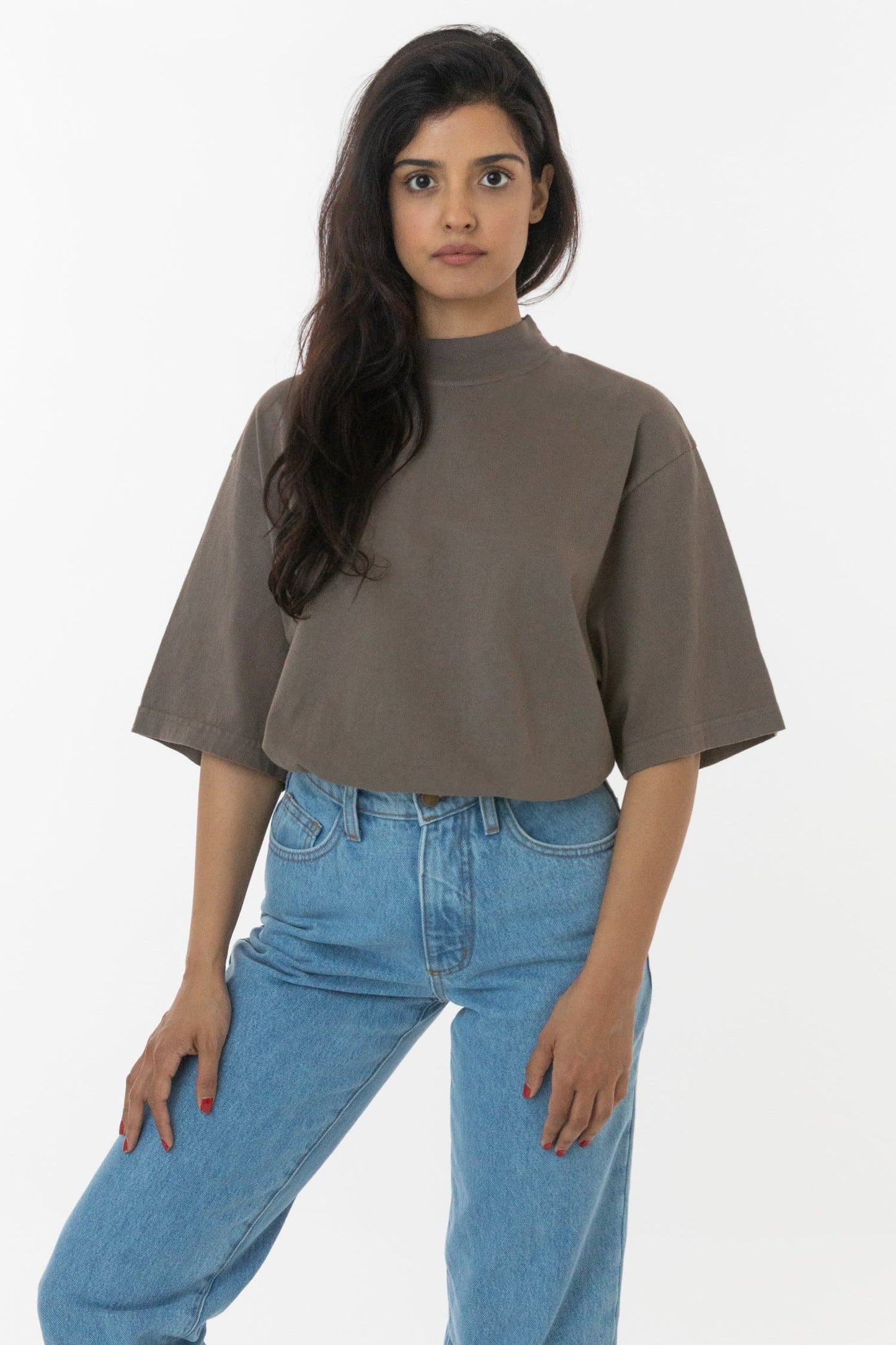 18/1 Oversized Short Sleeve High Mockneck T-shirt - 1825GD
