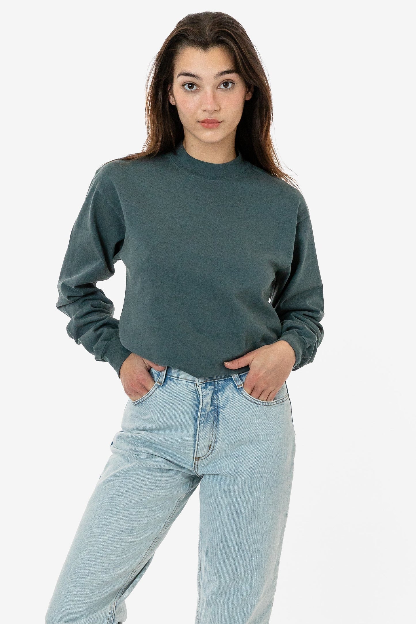 Long Sleeve L/S Garment Dye Mockneck 7.5 oz - 1406