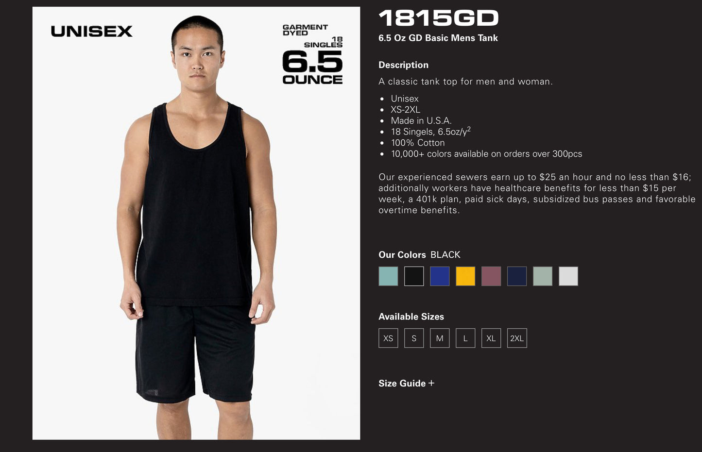 6.5 oz GD Basic Men’s Tank- 1815GD