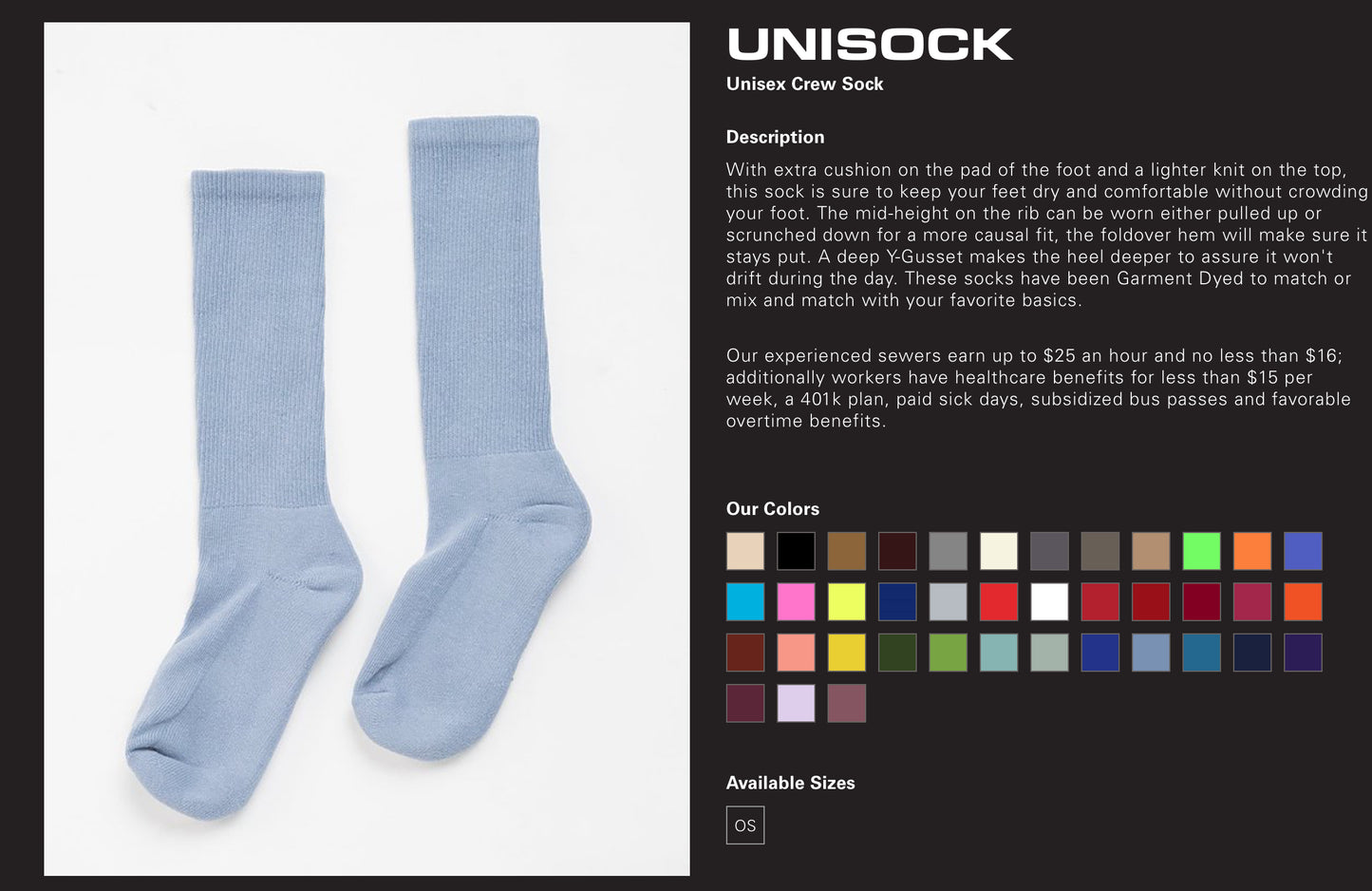 Unisex Crew Sock