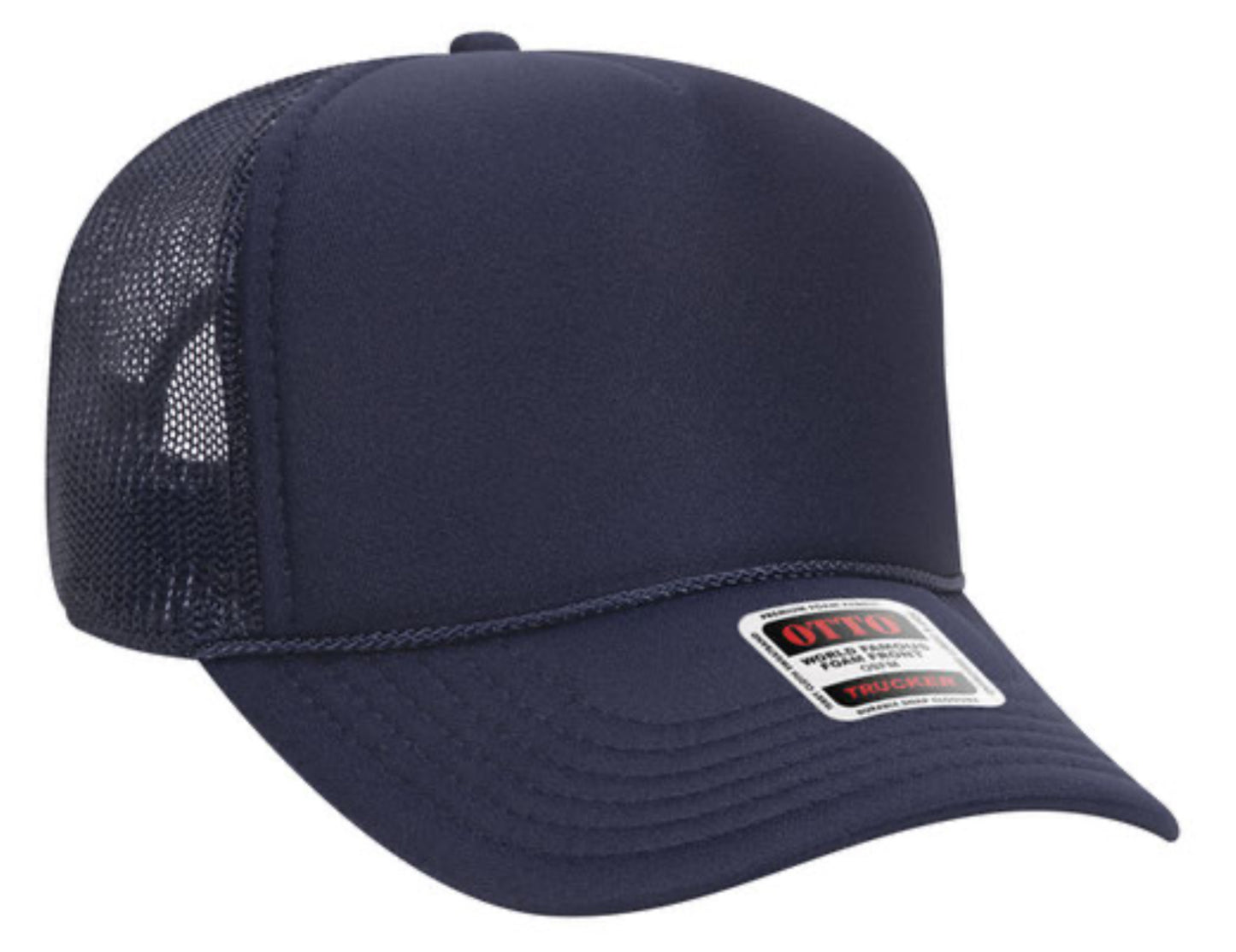 OTTO CAP 5 PANEL MID PROFILE MESH BACK TRUCKER HAT- SOLID 32467