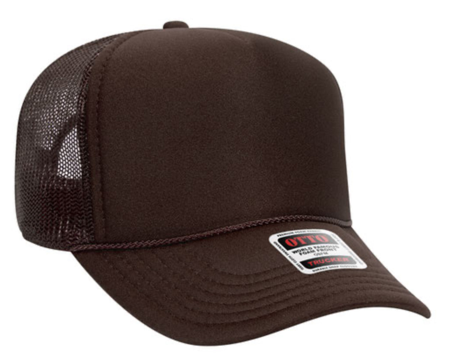 OTTO CAP 5 PANEL MID PROFILE MESH BACK TRUCKER HAT- SOLID 32467