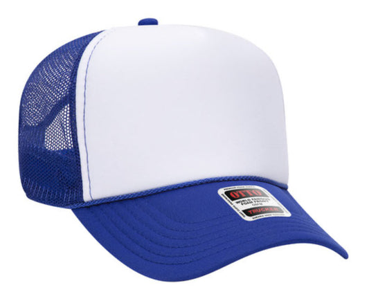 OTTO CAP 5 PANEL MID PROFILE MESH BACK TRUCKER HAT- FRONT SPLIT 32467