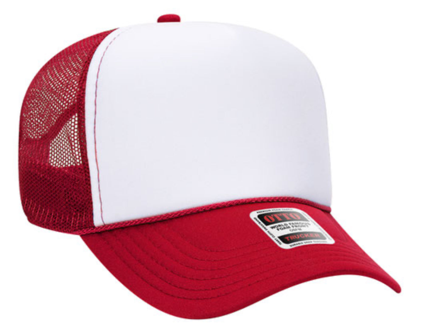 OTTO CAP 5 PANEL MID PROFILE MESH BACK TRUCKER HAT- FRONT SPLIT 32467