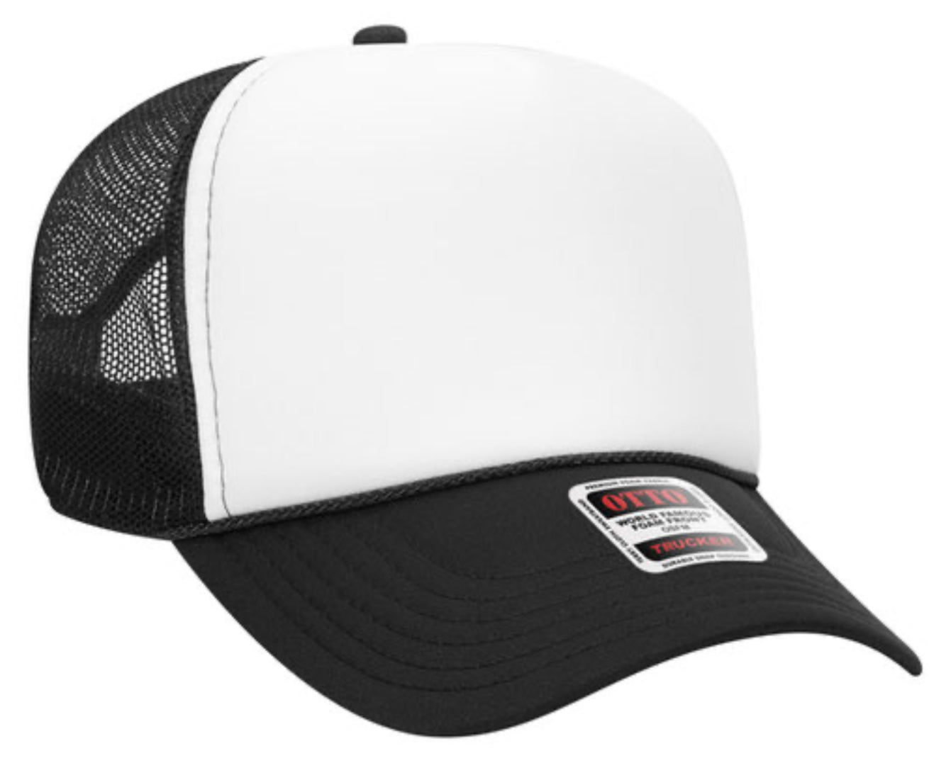 OTTO CAP 5 PANEL MID PROFILE MESH BACK TRUCKER HAT- FRONT SPLIT 32467