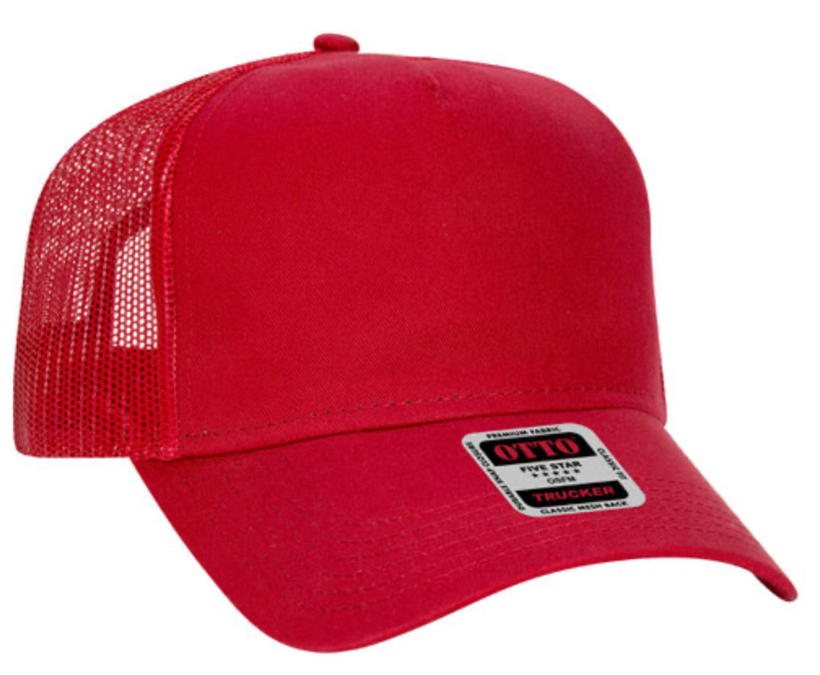 OTTO CAP 5 PANEL LOW PROFILE MESH BACK TRUCKER HAT- SOLID 102664