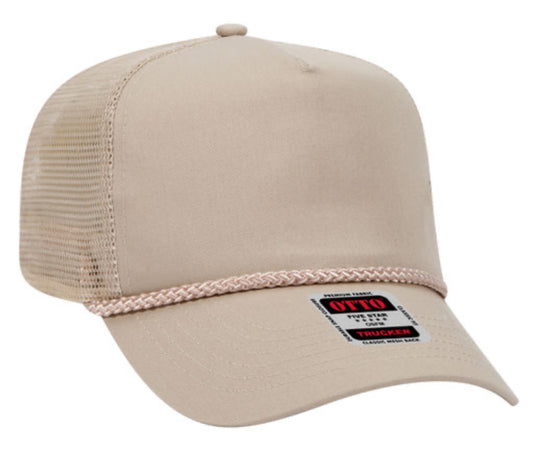 OTTO CAP 5 PANEL MID PROFILE BACK TRUCKER HAT- 39071