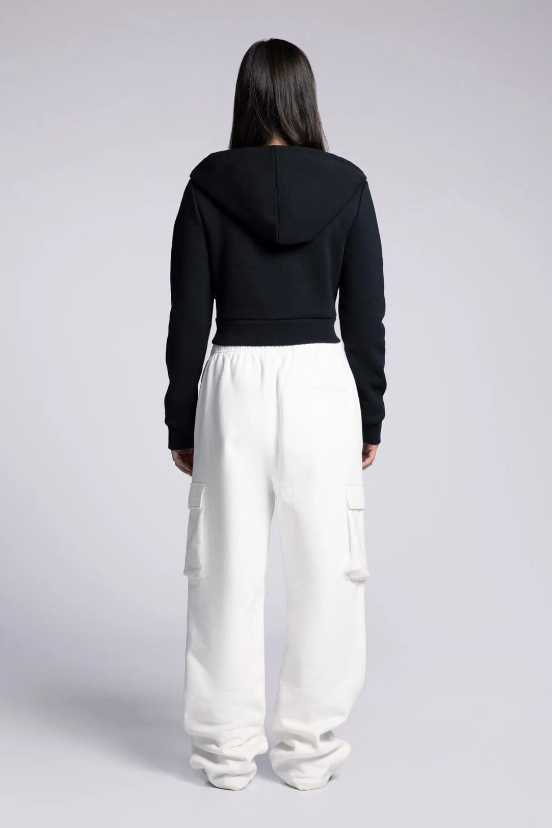 Cropped Zip Up Drawstring Hoodie